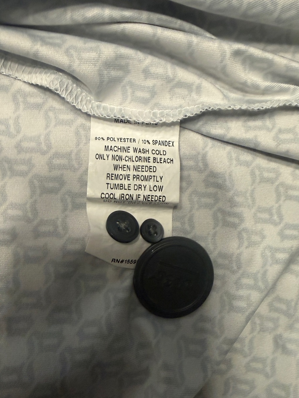 Greyson Cuffed Golf Polo with Navy “G” Monogram Pattern (Size Large/ White) - Picture 8 of 8